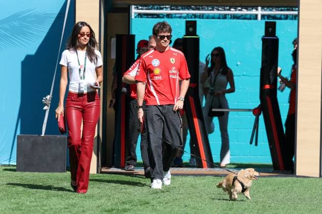 Wife Alexandra Saint Mleux of Charles Leclerc Scuderia Ferrari HP 16 and Charles Leclerc Scuderia Ferrari HP 16 , Miami Grand Prix, Motorsport, Men, Formula 1, Free Practice, 01 05 2026 Miami Florida USA Copyright: xkolbert-press ChristianxKolbertx