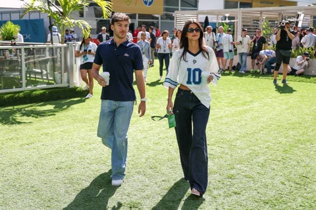 Pierre Gasly BWT Alpine 10 and girlfriend Francisca Kika Cerqueira Gomes by Pierre Gasly BWT Alpine 10 , Miami Grand Prix, Motorsport, Men, Formula 1, Free Practice, 01 05 2026 Miami Florida USA Copyright: xkolbert-press ChristianxKolbertx