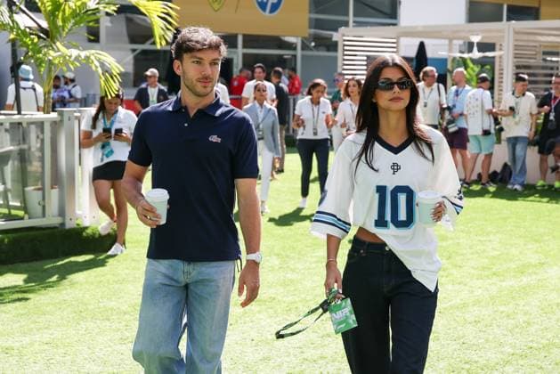 Pierre Gasly BWT Alpine 10 and girlfriend Francisca Kika Cerqueira Gomes by Pierre Gasly BWT Alpine 10 , Miami Grand Prix, Motorsport, Men, Formula 1, Free Practice, 01 05 2026 Miami Florida USA Copyright: xkolbert-press ChristianxKolbertx