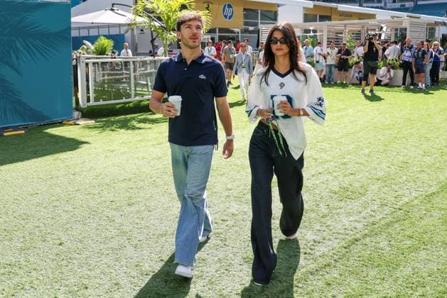 Pierre Gasly BWT Alpine 10 and girlfriend Francisca Kika Cerqueira Gomes by Pierre Gasly BWT Alpine 10 , Miami Grand Prix, Motorsport, Men, Formula 1, Free Practice, 01 05 2026 Miami Florida USA Copyright: xkolbert-press ChristianxKolbertx