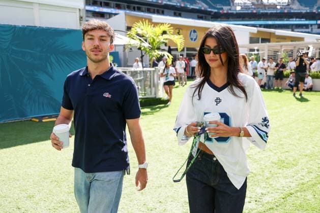 Pierre Gasly BWT Alpine 10 and girlfriend Francisca Kika Cerqueira Gomes by Pierre Gasly BWT Alpine 10 , Miami Grand Prix, Motorsport, Men, Formula 1, Free Practice, 01 05 2026 Miami Florida USA Copyright: xkolbert-press ChristianxKolbertx