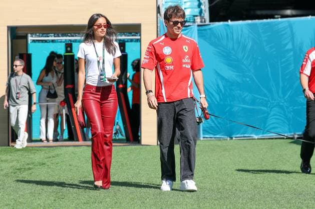 Wife Alexandra Saint Mleux of Charles Leclerc Scuderia Ferrari HP 16 and Charles Leclerc Scuderia Ferrari HP 16 , Miami Grand Prix, Motorsport, Men, Formula 1, Free Practice, 01 05 2026 Miami Florida USA Copyright: xkolbert-press ChristianxKolbertx