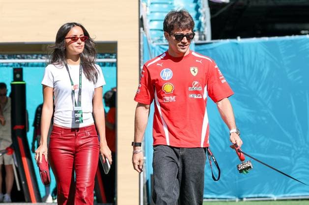 Wife Alexandra Saint Mleux of Charles Leclerc Scuderia Ferrari HP 16 and Charles Leclerc Scuderia Ferrari HP 16 , Miami Grand Prix, Motorsport, Men, Formula 1, Free Practice, 01 05 2026 Miami Florida USA Copyright: xkolbert-press ChristianxKolbertx