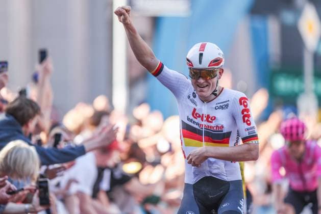 Cycling UCI WorldTour Men Elite 63 Eschborn Frankfurt am 01 05 2026 Georg Zimmermann Lotto Intermarche celebrates victory xJRx