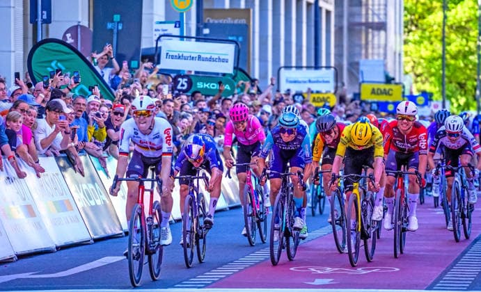 Georg Zimmermann wins the Eschborn Frankfurt cycling classic 01 05 26 Georg Zimmermann wins the Eschborn Frankfurt cycling race First German winner since Pascal Ackermann 2019 and John Degenkolb 2011 Frankfurt Alte Oper Hesse Germany IMG-20260501-WA0285