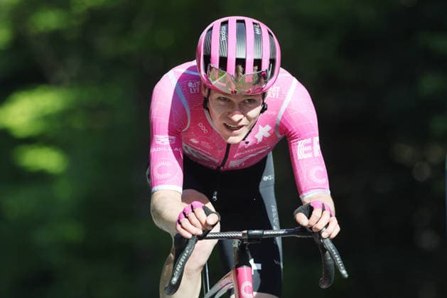 01 05 2026 Orbe , SWITZERLAND, Tour de Romandie 2026 3 stage Orbe Orbe Georg Steinhauser GER Team EF Education Easypost on the climb to Col Mollendruz