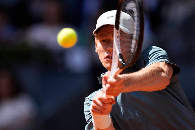May 1, 2026, Madrid, Madrid, Spain: Jannik Sinner of Italy plays against Arthur Fils of France during the Mutua Madrid Open 2026 at La Caja Magica on May 01, 2026 in Madrid, Spain. Mutua Madrid Open 2026 - Day 12  - ZUMAa181 20260501_zaa_a181_068 Copyright: xOscarxJ.xBarrosox
