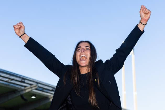 260501 Coach Elena Sadiku of Häcken celebrates after the UEFA Women s Europa Cup final between Häcken and Hammarby on May 1, 2026 in Göteborg Photo Michael Erichsen BILDBYRAN COP 89 DS0574 fotboll football soccer fotball europa cup häcken hammarby uefa womens europa cup dam bbeng celebration jubel  Copyright: MICHAELxERICHSEN BB260501MI063
