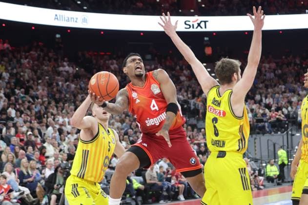 Bayerns 4 Xavier RATHAN MAYES Basketball Bayern Berlin Bundesliga, FC Bayern Basketball ALBA Berlin, 27 Matchday, Season 2025 2026, 1 05 2026, in Munich, S A P G A R D E N, Germany Source Copyright Credit Oryk HAIST xBASKETBALL-BAYERN-BERLINx