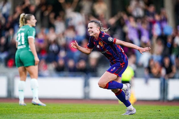 Switzerland AXA Womens Super League 2025 26, FC Basel 1893 vs FC St Gallen 1879 Leichtathletik Stadion Basel, Basel Sabina Jackson FC Basel celebrates after scoring her teams first goal Copyright: xDanielaxPorcellix
