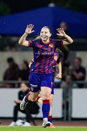 Switzerland AXA Womens Super League 2025 26, FC Basel 1893 vs FC St Gallen 1879 Leichtathletik Stadion Basel, Basel Una Rankic FC Basel celebrates after scoring her teams second goal Copyright: xDanielaxPorcellix