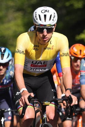01 05 2026 Orbe , SWITZERLAND, Tour de Romandie 2026 3 stage Orbe Orbe Tadej Pogacar SLO Team UAE Emirates on the climb to Col Mollendruz