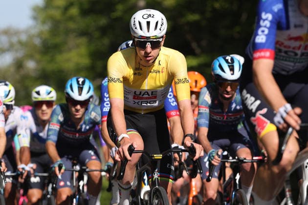01 05 2026 Orbe , SWITZERLAND, Tour de Romandie 2026 3 stage Orbe Orbe Tadej Pogacar SLO Team UAE Emirates on the climb to Col Mollendruz