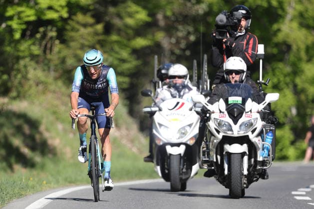 01 05 2026 Orbe , SWITZERLAND, Tour de Romandie 2026 3 stage Orbe Orbe Damiano Caruso ITA Team Bahrain Victorious on the climb to Col Mollendruz