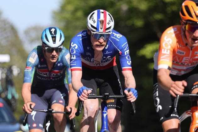 01 05 2026 Orbe , SWITZERLAND, Tour de Romandie 2026 3 stage Orbe Orbe Dorian Godon FRA Ineos Grenadiers on the climb to Col Mollendruz