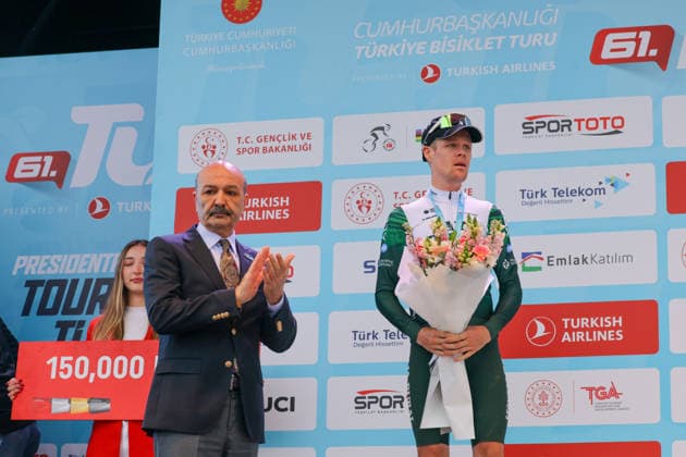 The 61st Presidential Cycling Tour of Turkiye (TUR 2026) has officially begun, starting with its opening stage in the coastal town of Cesme, Izmir. Held under the auspices of the Presidency of the Republic of Türkiye, this prestigious UCI ProSeries race brings together 23 teams and 161 world-class cyclists to compete over eight days, from April 26 to May 3, 2026...The 2026 edition unfolds across routes showcasing some of Türkiye s most striking landscapes. Starting in Cesme, the race follows the Aegean and Mediterranean coastlines, covering stages through Antalya and the southern shores before concluding in the capital, Ankara. Beyond sporting competition, the tour plays a key role in promoting Türkiye s natural and cultural richness on a global stage..This year, the race consists of 8 stages covering approximately 1,200 kilometers. Nearly 20 teams and over 150 riders from around the world are competing, under the coordination of the Turkish Cycling Federation..With the first three stages completed, the pace in the peloton has intensified and the general classification has begun to take shape. Sprint finishes and technically demanding routes have stood out, with the third stage drawing attention for its high tempo and dramatic finale..The third stage of the 61st Presidential Cycling Tour of Türkiye (TUR 2026) was won by Colombian rider Ivan Ramiro Sosa of Equipo Kern Pharma. Covering the 132.7-kilometer Marmaris-KÄÂ±ran route, Sosa finished in 3 hours, 40 minutes, and 25 seconds. In the summit finish, Australian rider Sebastian Berwick of Caja Rural-Seguros RGA placed second, while French rider Nicolas Breuillard of TotalEnergies finished third..As the race progresses, challenging climbs and critical time gaps are expected to further heighten the excitement. The tour continues to deliver a compelling blend of elite competition and global vis Copyright: RizaxOzel 19081575
