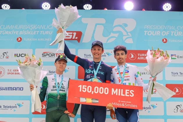 The 61st Presidential Cycling Tour of Turkiye (TUR 2026) has officially begun, starting with its opening stage in the coastal town of Cesme, Izmir. Held under the auspices of the Presidency of the Republic of Türkiye, this prestigious UCI ProSeries race brings together 23 teams and 161 world-class cyclists to compete over eight days, from April 26 to May 3, 2026...The 2026 edition unfolds across routes showcasing some of Türkiye s most striking landscapes. Starting in Cesme, the race follows the Aegean and Mediterranean coastlines, covering stages through Antalya and the southern shores before concluding in the capital, Ankara. Beyond sporting competition, the tour plays a key role in promoting Türkiye s natural and cultural richness on a global stage..This year, the race consists of 8 stages covering approximately 1,200 kilometers. Nearly 20 teams and over 150 riders from around the world are competing, under the coordination of the Turkish Cycling Federation..With the first three stages completed, the pace in the peloton has intensified and the general classification has begun to take shape. Sprint finishes and technically demanding routes have stood out, with the third stage drawing attention for its high tempo and dramatic finale..The third stage of the 61st Presidential Cycling Tour of Türkiye (TUR 2026) was won by Colombian rider Ivan Ramiro Sosa of Equipo Kern Pharma. Covering the 132.7-kilometer Marmaris-Kıran route, Sosa finished in 3 hours, 40 minutes, and 25 seconds. In the summit finish, Australian rider Sebastian Berwick of Caja Rural-Seguros RGA placed second, while French rider Nicolas Breuillard of TotalEnergies finished third..As the race progresses, challenging climbs and critical time gaps are expected to further heighten the excitement. The tour continues to deliver a compelling blend of elite competition and global vis Copyright: RizaxOzel 19081580
