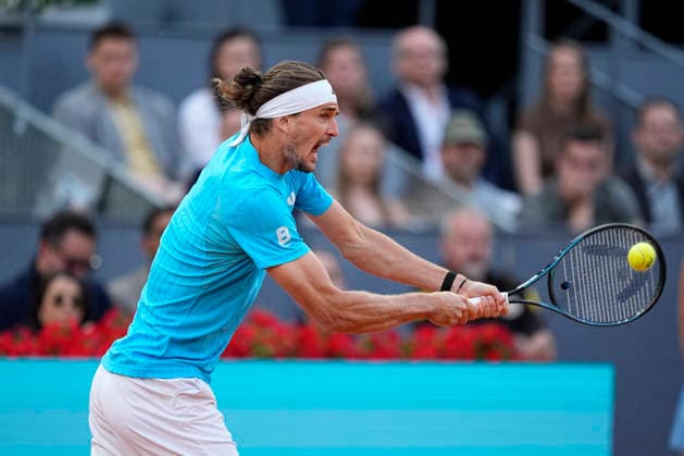 May 1, 2026, Madrid, Madrid, Spain: Alexander Zverev of Germany plays against Alexander Blockx of Belgium during the Mutua Madrid Open 2026 at La Caja Magica on May 01, 2026 in Madrid, Spain. Mutua Madrid Open 2026 - Day 12  - ZUMAa181 20260501_zaa_a181_337 Copyright: xOscarxJ.xBarrosox