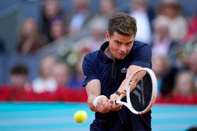 May 1, 2026, Madrid, Madrid, Spain: Alexander Blockx of Belgium plays against Alexander Zverev of Germany during the Mutua Madrid Open 2026 at La Caja Magica on May 01, 2026 in Madrid, Spain. Madrid Spain - ZUMAa181 20260501_zaa_a181_334 Copyright: xOscarxJ.xBarrosox