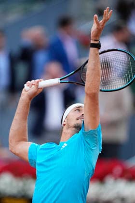 May 1, 2026, Madrid, Madrid, Spain: Alexander Zverev of Germany plays against Alexander Blockx of Belgium during the Mutua Madrid Open 2026 at La Caja Magica on May 01, 2026 in Madrid, Spain. Mutua Madrid Open 2026 - Day 12  - ZUMAa181 20260501_zaa_a181_328 Copyright: xOscarxJ.xBarrosox