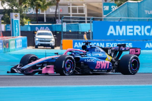 MIAMI GARDENS, FL - MAY 01: Pierre Gasly of France and driver of the (10) BWT Alpine Formula One Team race car is seen on the track during practice for the F1 Miami Grand Prix on May 01, 2026, at the Miami International Autodrome in Miami Gardens, Florida. (Photo by Chris Arjoon Icon Sportswire) AUTO: MAY 01 F1 Miami Grand Prix EDITORIAL USE ONLY Icon2605010010097