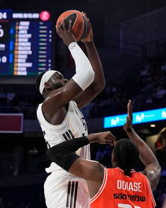 REAL MADRID v HAPOEL IBI TEL AVIV. EUROLEAGUE 2025 2026. PLAY OFFS. GAME 2 Real Madrid s Usman Garuba (l) and Hapoel Ibi Tel Aviv s Tai Odiase during Euroleague Play-offs Game 2 match. May 1, 2026. (ALTERPHOTOS Acero) MadridSpain  Copyright: xAcerox