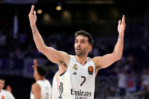 REAL MADRID v HAPOEL IBI TEL AVIV. EUROLEAGUE 2025 2026. PLAY OFFS. GAME 2 Real Madrid s Facundo Campazzo celebrates during Euroleague Play-offs Game 2 match. May 1, 2026. (ALTERPHOTOS Acero) MadridSpain  Copyright: xAcerox