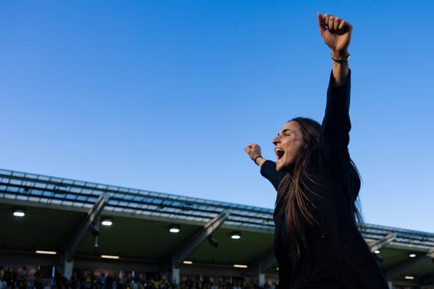 260501 Head coach Elena Sadiku of Häcken celebrates after the UEFA Women s Europa Cup final between Häcken and Hammarby on May 1, 2026 in Göteborg Photo Michael Erichsen BILDBYRAN COP 89 DS0574 bbeng dam europa cup football fotball fotboll hammarby häcken soccer uefa womens europa cup jubel  Copyright: MICHAELxERICHSEN BB260501MI188