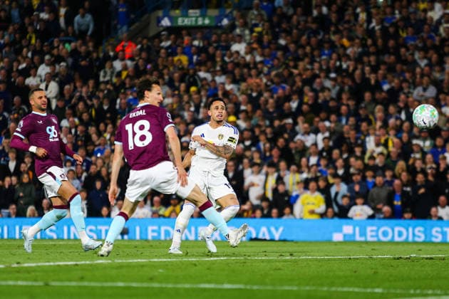 Leeds United v Burnley, Premier League Noah Okafor of Leeds United scores to make it 3-0 during the Leeds United v Burnley Premier League match at Elland Road, Leeds, England on 1 May 2026 Credit: Richard Bierton Every Second Media Editorial use only. All images are copyright Every Second Media Limited. No images may be reproduced without prior permission. Copyright: xIMAGO EveryxSecondxMediax ESM-1964-0038 RichardxBiertonx xEveryxSecondxMediax