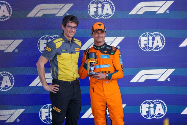 F1 - MIAMI GRAND PRIX 2026 NORRIS Lando (gbr), McLaren F1 Team MCL40, portrait, celebrating his pole position for the sprint race during the Formula 1 Miami Grand Prix 2026, 4th round of the 2026 Formula One World Championship, WM, Weltmeisterschaft from May 1 to 3, 2026 on the Miami International Autodrome, in Miami Gardens, USA - Miami GardensUnited States  Copyright: xDPPIx
