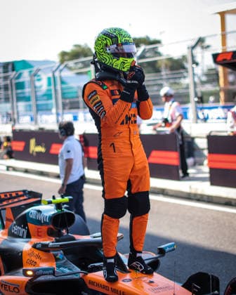 F1 - MIAMI GRAND PRIX 2026 NORRIS Lando (gbr), McLaren F1 Team MCL40, portrait, celebrating his pole position for the sprint race during the Formula 1 Miami Grand Prix 2026, 4th round of the 2026 Formula One World Championship, WM, Weltmeisterschaft from May 1 to 3, 2026 on the Miami International Autodrome, in Miami Gardens, USA - Miami GardensUnited States  Copyright: xDPPIx