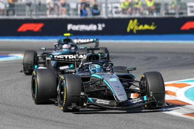 George Russell Mercedes AMG Petronas 63 , Grand Prix of Miami, Motorsport, Men, Formula 1, Sprint Qualifying, 01 05 2026 Miami Florida USA Copyright: xkolbert-press ChristianxKolbertx
