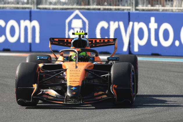 RECORD DATE NOT STATED 1st May 2026; Miami International Autodrome, Miami, Florida, United States of America; 2026 FIA Formula 1 Miami Grand Prix; Sprint Qualifying;Lando Norris (1) of Great Britain and McLaren Mastercard F1 Team exits turn 1 JeffxRobinson
