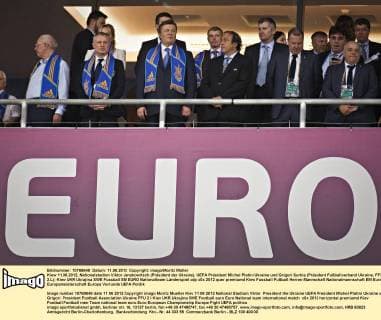 Football, EURO 2012, Viktor Yanukovych and Michel Platini at the Ukrainian group match