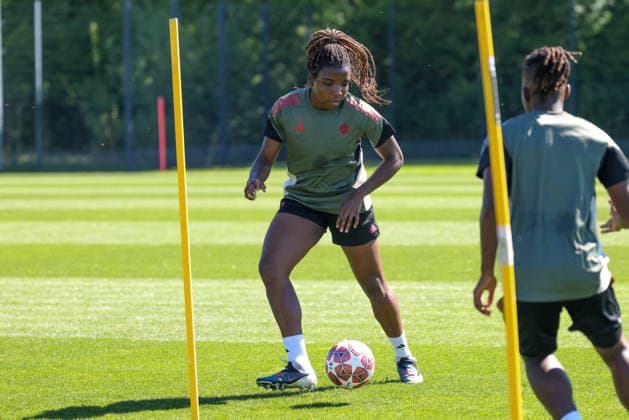 Edna Imade FC Bayern Muenchen, 29 with ball, GER, Official final training FC Bayern Muenchen, Football, UEFA Womens Champions League, semi-final, second leg, 2025 2026 season, 02 05 2026, GER, Official final training FC Bayern Muenchen, Football, UEFA Womens Champions League, semi-final, second leg, 2025 2026 season, 02 05 2026 Muenchen Copyright: xEibner-Pressefoto JennixMaulx EP_JML