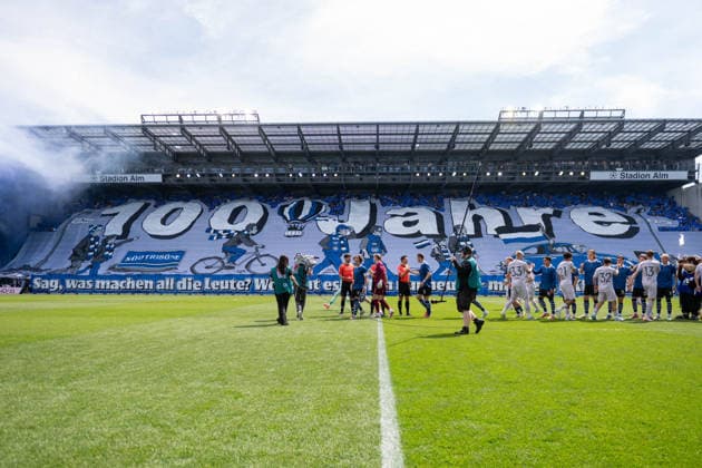 2 Bundesliga 25 26 Arminia Bielefeld VfL Bochum on 02 05 2026 in the SchücoArena in Bielefeld Bielefeld with a choreography at the start of the match MT