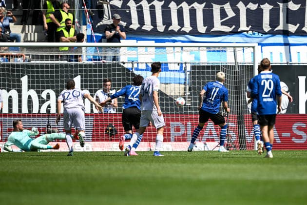 2 Bundesliga 25 26 Arminia Bielefeld VfL Bochum on 02 05 2026 at SchücoArena in Bielefeld Goal to 1 0 Goal scorer Joel Grodowski Bielefeld with the goal to 1 0 MT