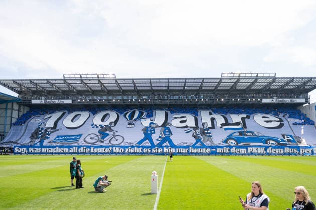 2 Bundesliga 25 26 Arminia Bielefeld VfL Bochum on 02 05 2026 in the SchücoArena in Bielefeld Bielefeld with a choreography at the start of the match MT