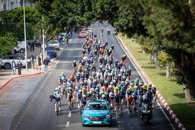 61st Presidential Cycling Tour of Turkiye ANTALYA, TURKIYE - MAY 2: Cyclists compete during the seventh stage of the Presidential Cycling Tour of Turkiye 2026 (TUR 2026) on the Antalya-Antalya route in Antalya, Turkiye, on May 2, 2026. The race, held for the 61st time, is included in the Union Cycliste Internationale (UCI) Europe Tour calendar and is Turkiye’s only event in the ProSeries category. Ahmet Serdar Eser Anadolu Antalya Turkey. Editorial use only. Please get in touch for any other usage.  Copyright: x2026xAnadoluxAhmetxSerdarxEserx
