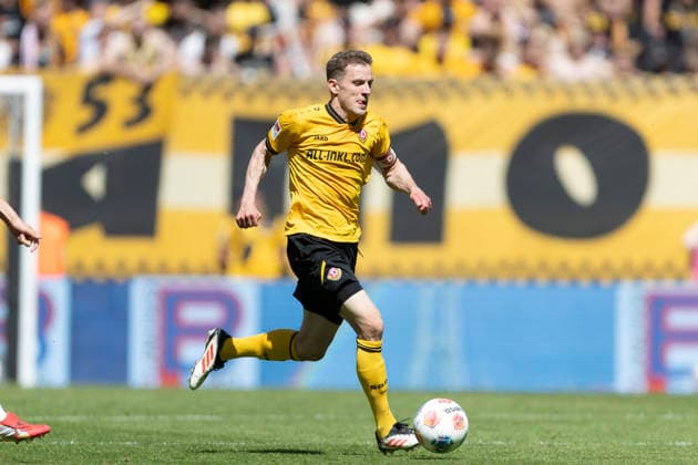 GER, Dresden, Soccer, 2 Bundesliga, Matchday 32, SG Dynamo Dresden vs 1 FC Kaiserslautern pictured from l Niklas Hauptmann SG Dynamo Dresden 27 , Action with ball 02 05 2026, Rudolf Harbig Stadion Dresden DFB DFL REGULATIONS PROHIBIT ANY USE OF PHOTOGRAPHS AS IMAGE SEQUENCES AND OR QUASI VIDEO, Copyright: HMBxMedia PaulxFritz