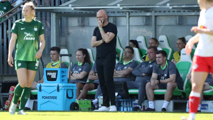 VfL vs Leipzig, BL Women Wolfsburg, 02 05 2026, Football, Women, Google Pixel Bundesliga, Season 2025 2026, VfL Wolfsburg vs RB Leipzig, Head Coach Stephan Lerch VfL Wolfsburg AOK Stadium Lower Saxony Germany