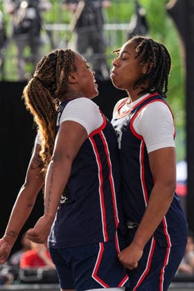 (260502) -- CHENGDU, May 2, 2026 -- Players of the United States celebrate during the final match between Germany and the United States at the FIBA 3x3 Women s Series Chengdu Stop 2026 in Chengdu, southwest China s Sichuan Province, May 2, 2026. ) (SP)CHINA-CHENGDU-FIBA 3X3 WOMEN S SERIES CHENGDU STOP (CN) WangxXi 