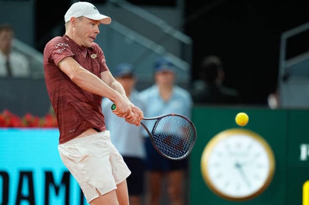May 2, 2026, Madrid, Madrid, Spain: Harri Heliovaara of Finland plays with Henry Patten of Great Britain against Guido Andreozzi of Argentina and Manuel Guinard of France during the Men s Doubles Final of Mutua Madrid Open 2026 at La Caja Magica on May 02, 2026 in Madrid, Spain. Madrid Spain - ZUMAa181 20260502_zaa_a181_060 Copyright: xDennisxAgyemanx