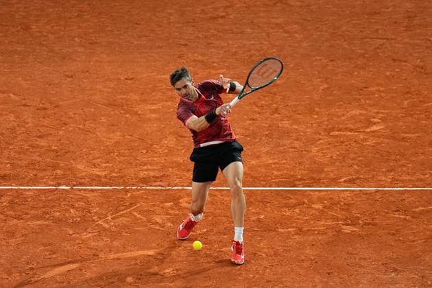 May 2, 2026, Madrid, Madrid, Spain: Guido Andreozzi of Argentina plays with Manuel Guinard of France against Harri Heliovaara of Finland and Henry Patten of Great Britain during the Men s Doubles Final of Mutua Madrid Open 2026 at La Caja Magica on May 02, 2026 in Madrid, Spain. Mutua Madrid Open 2026 - Day 13  - ZUMAa181 20260502_zaa_a181_061 Copyright: xDennisxAgyemanx
