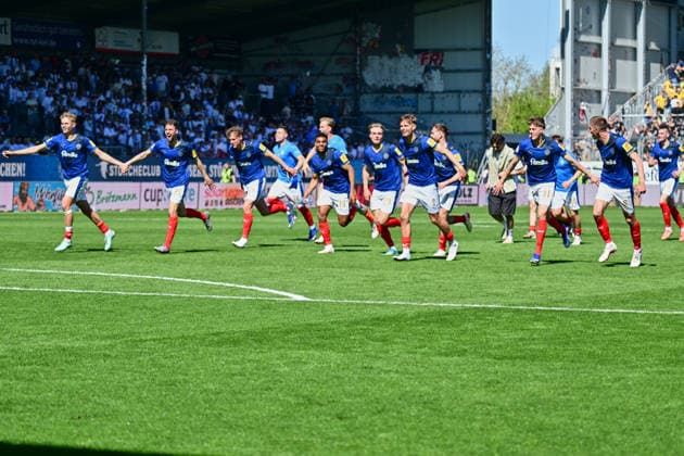 02 05 2026, Soccer, Men, 2 BL Bundesliga , Season 2025 2026, Holstein Kiel Eintracht Braunschweig, 32 Matchday Holstein Kiel celebrates relegation Kiel, Holstein Stadion Holstein Stadion Schleswig Holstein Germany