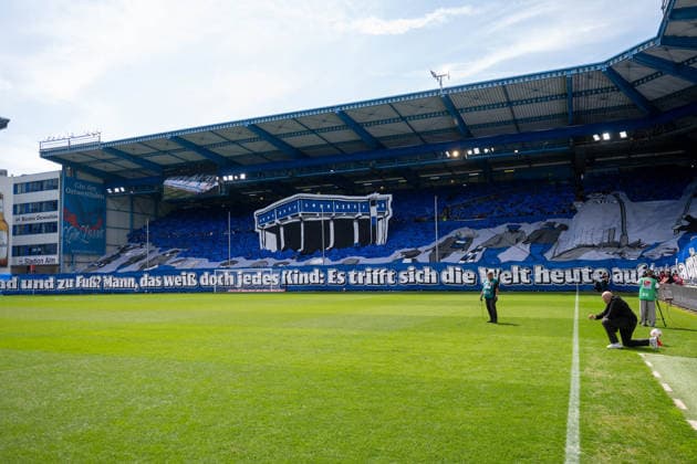 2 Bundesliga 25 26 Arminia Bielefeld VfL Bochum on 02 05 2026 in the SchücoArena in Bielefeld Bielefeld with a choreography at the start of the match MT