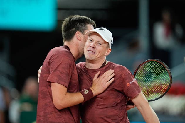 May 2, 2026, Madrid, Madrid, Spain: Harri Heliovaara of Finland and Henry Patten of Great Britain celebrate after winning the doubles against Manuel Guinard of France and Guido Andreozzi of Argentina during the Men s Doubles Final of Mutua Madrid Open 2026 at La Caja Magica on May 02, 2026 in Madrid, Spain. Mutua Madrid Open 2026 - Day 13  - ZUMAa181 20260502_zaa_a181_085 Copyright: xDennisxAgyemanx
