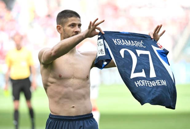 Sport Bilder des Tages TOR zum 3:1 Andrej Kramaric TSG 1899 Hoffenheim (27) Torjubel zieht Trikot aus und zeigt es TSG 1899 Hoffenheim vs VfB Stuttgart 02.05.2026 DFL REGULATIONS PROHIBIT ANY USE OF PHOTOGRAPHS AS IMAGE SEQUENCES AND OR QUASI-VIDEO TSG 1899 Hoffenheim vs VfB Stuttgart *** GOAL for 3 1 Andrej Kramaric TSG 1899 Hoffenheim 27 Goal celebration takes off jersey and shows it TSG 1899 Hoffenheim vs VfB Stuttgart 02 05 2026 DFL REGULATIONS PROHIBIT ANY USE OF PHOTOGRAPHS AS IMAGE SEQUENCES AND OR QUASI VIDEO TSG 1899 Hoffenheim vs VfB Stuttgart
