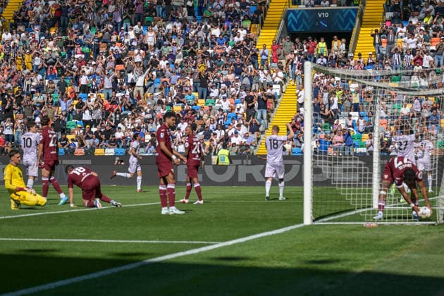 CALCIO - Serie A - Udinese Calcio vs Torino FC Udinese s Thomas Kristensen scores a goal during Udinese Calcio vs Torino FC, Italian soccer Serie A match in Udine, Italy, May 02 2026 Udine Italy  Copyright: xIPAxSport ABACAx