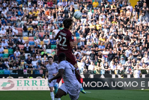 CALCIO - Serie A - Udinese Calcio vs Torino FC Header of Torino s Cesare Casadei during Udinese Calcio vs Torino FC, Italian soccer Serie A match in Udine, Italy, May 02 2026 Udine Italy  Copyright: xIPAxSport ABACAx